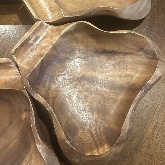 Vintage "Monkey Pod" carved wood Replacement Serving bowl set Of 6 - Picture 3 of 13